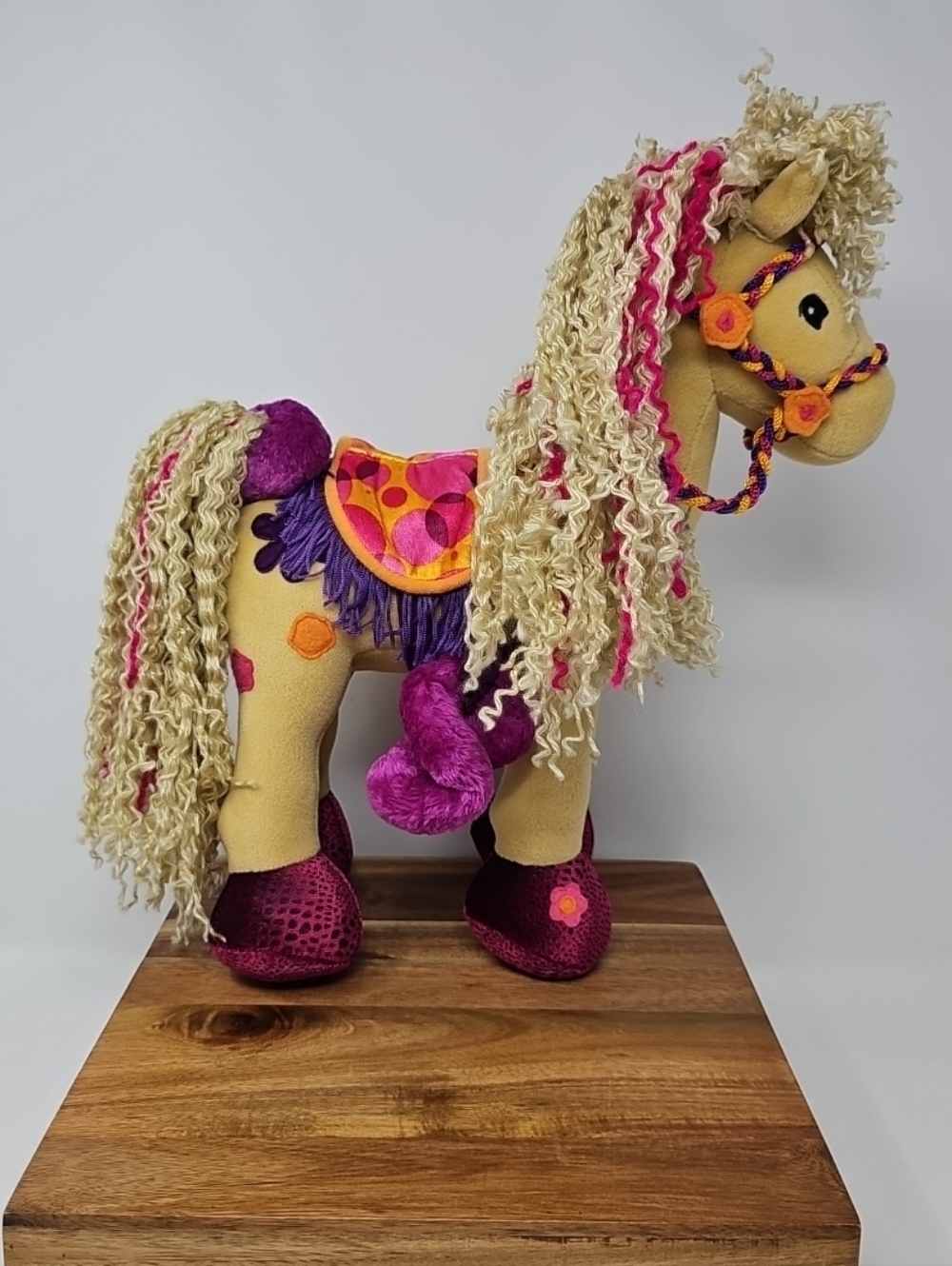 Groovy Girl Plush Pony Toy with Blonde Curly Mane and Pink Accents